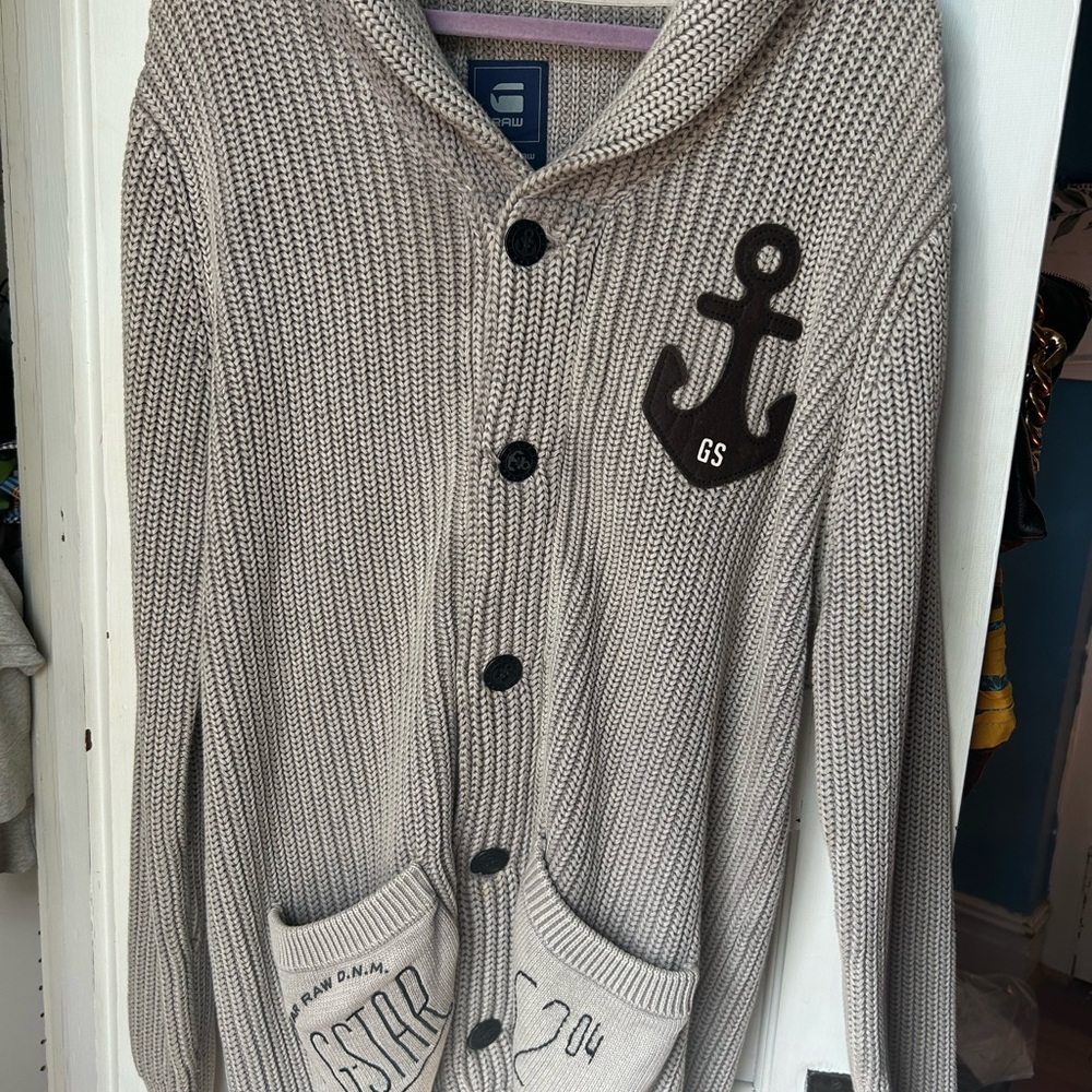 G-Star Gray Knit Cardigan with Pockets